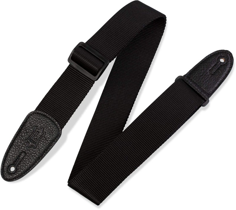 Levy's Leathers M8-BLK 2" soft-hand polypropylene guitar strap with leather ends and tri-glide adjustment, Black